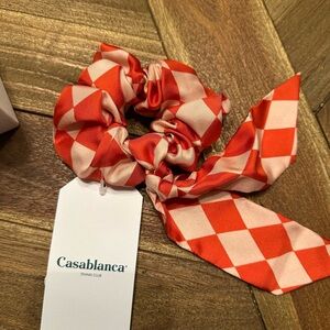 Casablanca Red and Cream Checkered Scrunchie
